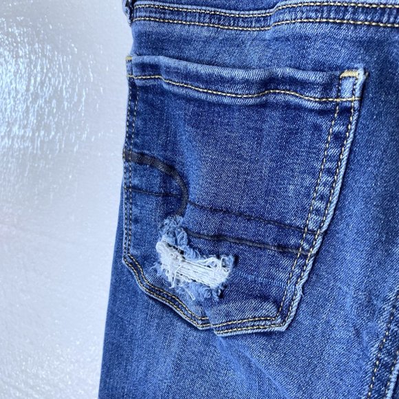 American Eagle Womens Size 0 Ripped Distressed Jeggings Jeans Stretchy Dark Wash - Picture 6 of 11